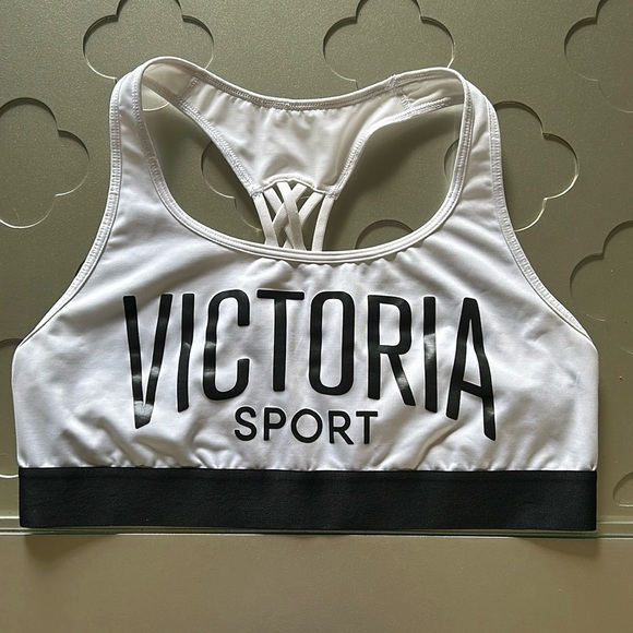 VICTORIA’S SECRET The Player Sports Bra Size XL White & Black Large Logo - Picture 10 of 16